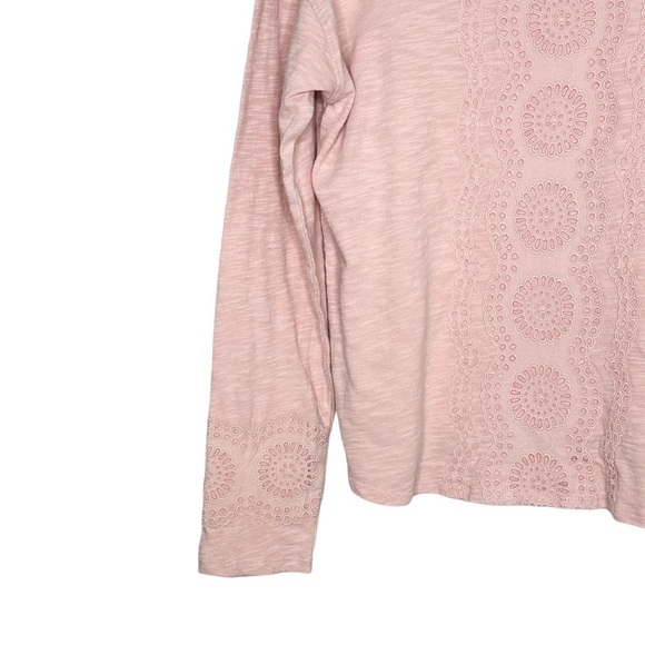 Knox Rose XS Pink Eyelet Long Sleeve Blouse - Picture 3 of 6